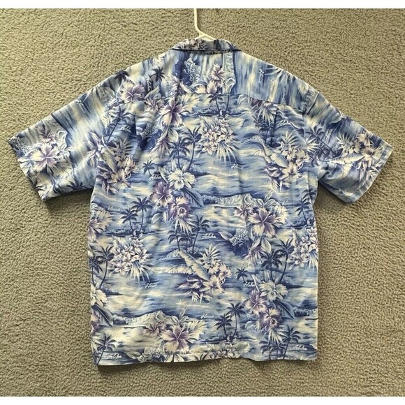 Ho Aloha Hawaiian Shirt Mens XL Blue Short Sleeve Button Up Floral - Picture 2 of 9